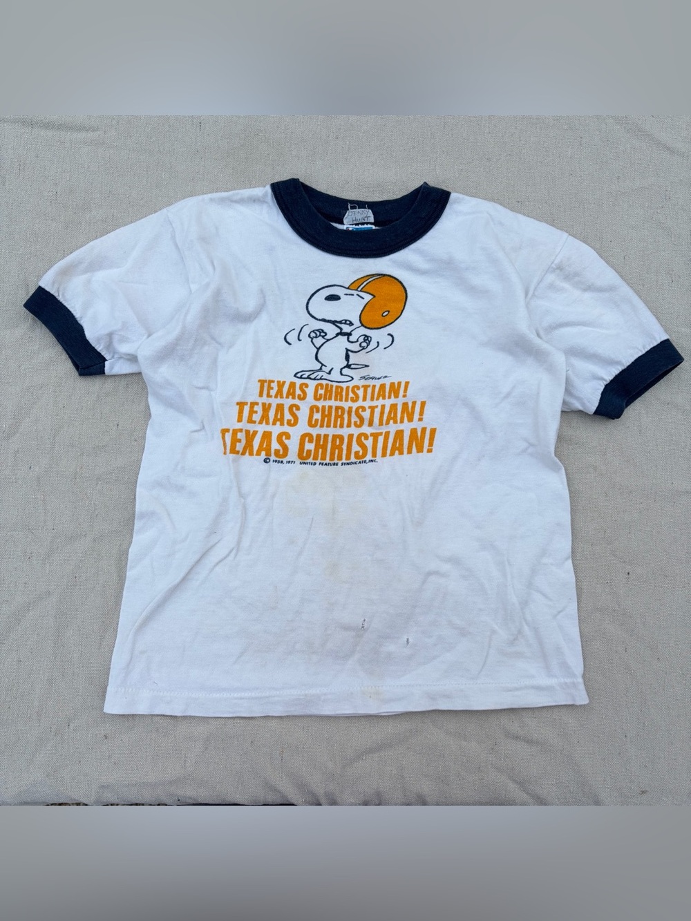 Vintage 70s Champion Texas Christian Snoopy Ringer Tee, Baby Tee Streetwear